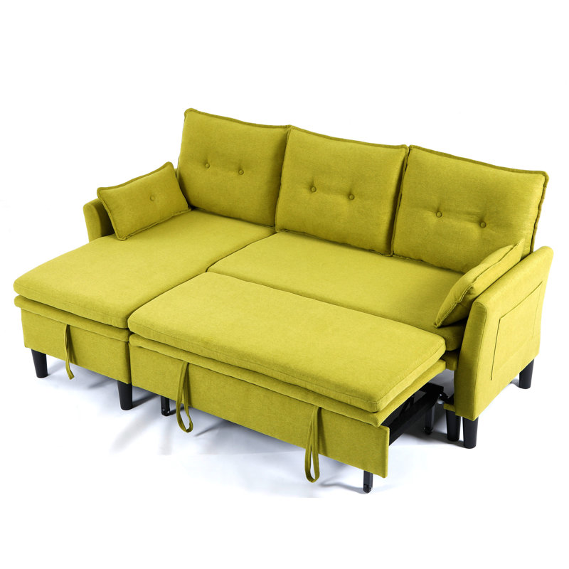 Canapé-lit modulaire réversible avec méridienne de rangement, Vert
