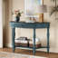 Console demi-lune en bois massif avec tiroir et tablette-2092122626