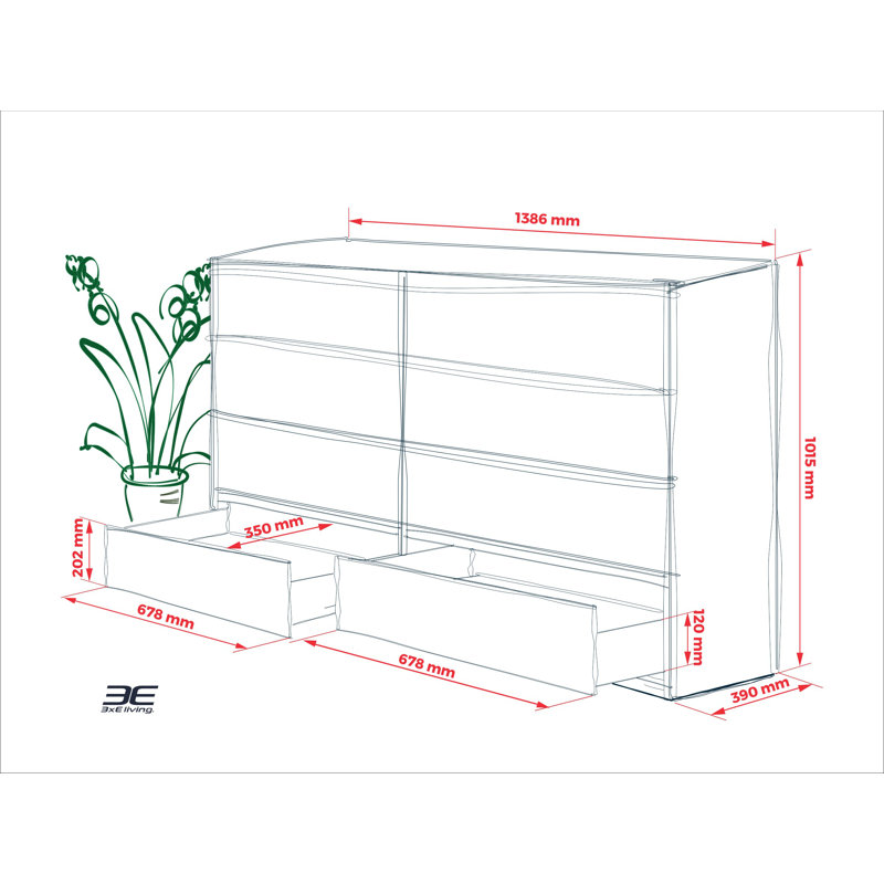 8 - Drawer Chest of Drawers, Off White