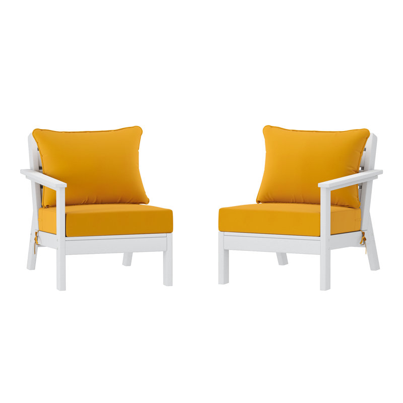 Ensemble de sièges profonds avec coussins, White, Yellow