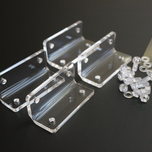 V2, 5mm thickness, Angle L Brackets, Polished Clear Transparent Perspex Acrylic + 20x M5 Bolts, Clear Right Angle Bracket, Corner (Set of 4)