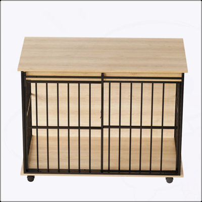 Spacious Wooden Dog Crate Furniture with Removable Tray, Ideal for Medium to Large Dogs and  Decor