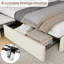 Structure de lit grand format avec 4 tiroirs, lit plateforme tapissier en velours avec tête de lit réglable en hauteur, support de lattes en bois, aucun sommier requis, assemblage facile, beige-1398581915-1398581924