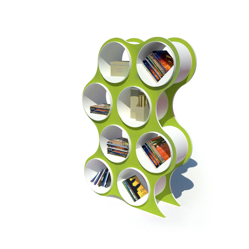 Bibliothèque géométrique BOLLA Pop, 8 tablettes, Vert écaille