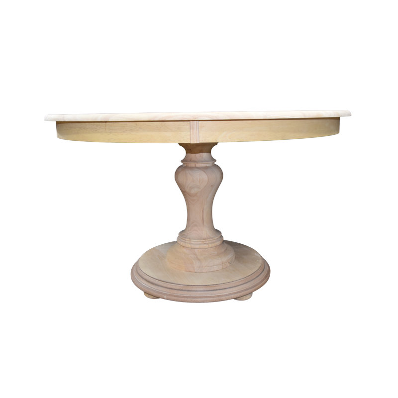 Ignasas Round Unfinished Solid Wood Top Dining Table, 33" H x 48" W x 48" D
