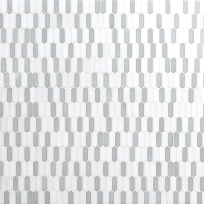 Carrelage mural en mosaïque de verre brillant Rietto Cresta Mist Spire 25,4 cm x 30,5 cm