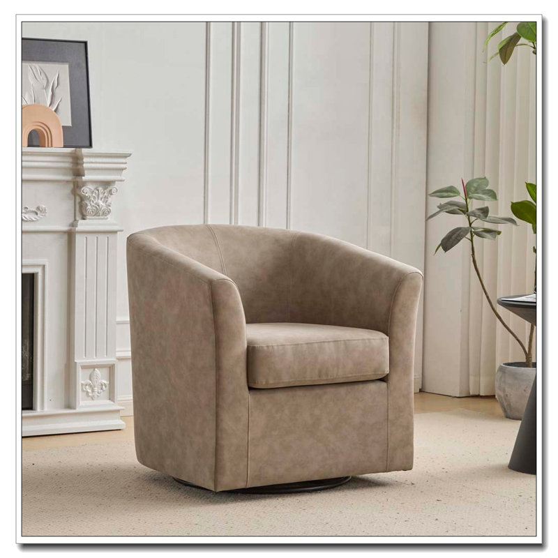 Fauteuil d'appoint pivotant en similicuir, Abricot