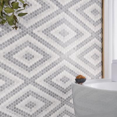 Hyperion 15.03'' W x 17.36'' L Marble Tile Mosaic Sheet