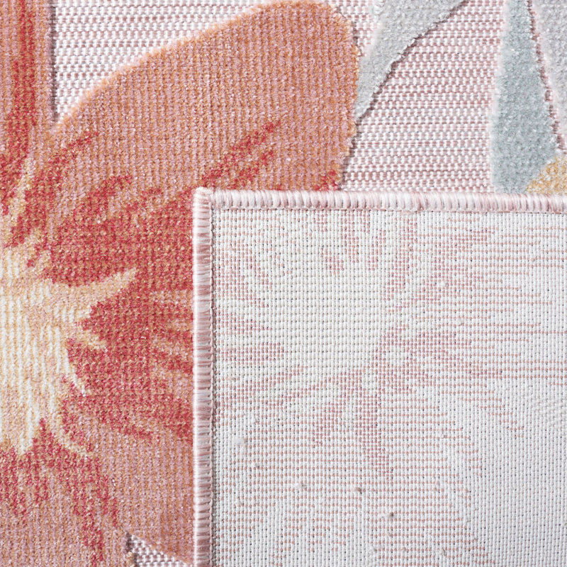Abdalah Floral Pink/Gray Indoor / Outdoor Area Indoor/Outdoor Area Rug, Square 6'5"
