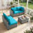 5 Piece Modular Patio Conversation Sets, Sectional Seating Group with Cushions-1364108968-1365421409