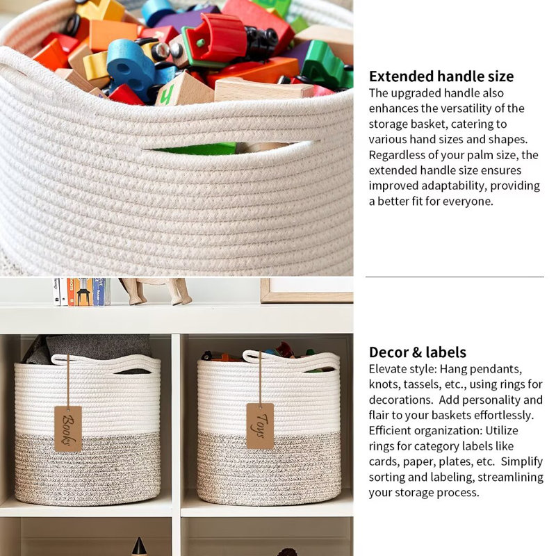 Fabric Storage Bin Set, Beige/White