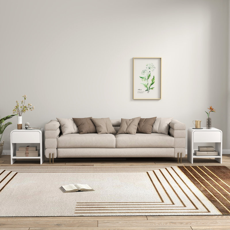 Table de chevet, ensemble de 2, table de chevet avec coins arrondis, blanc