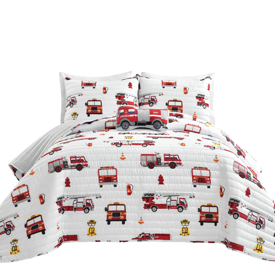  Fire Truck Quilt Set Lush Decor 