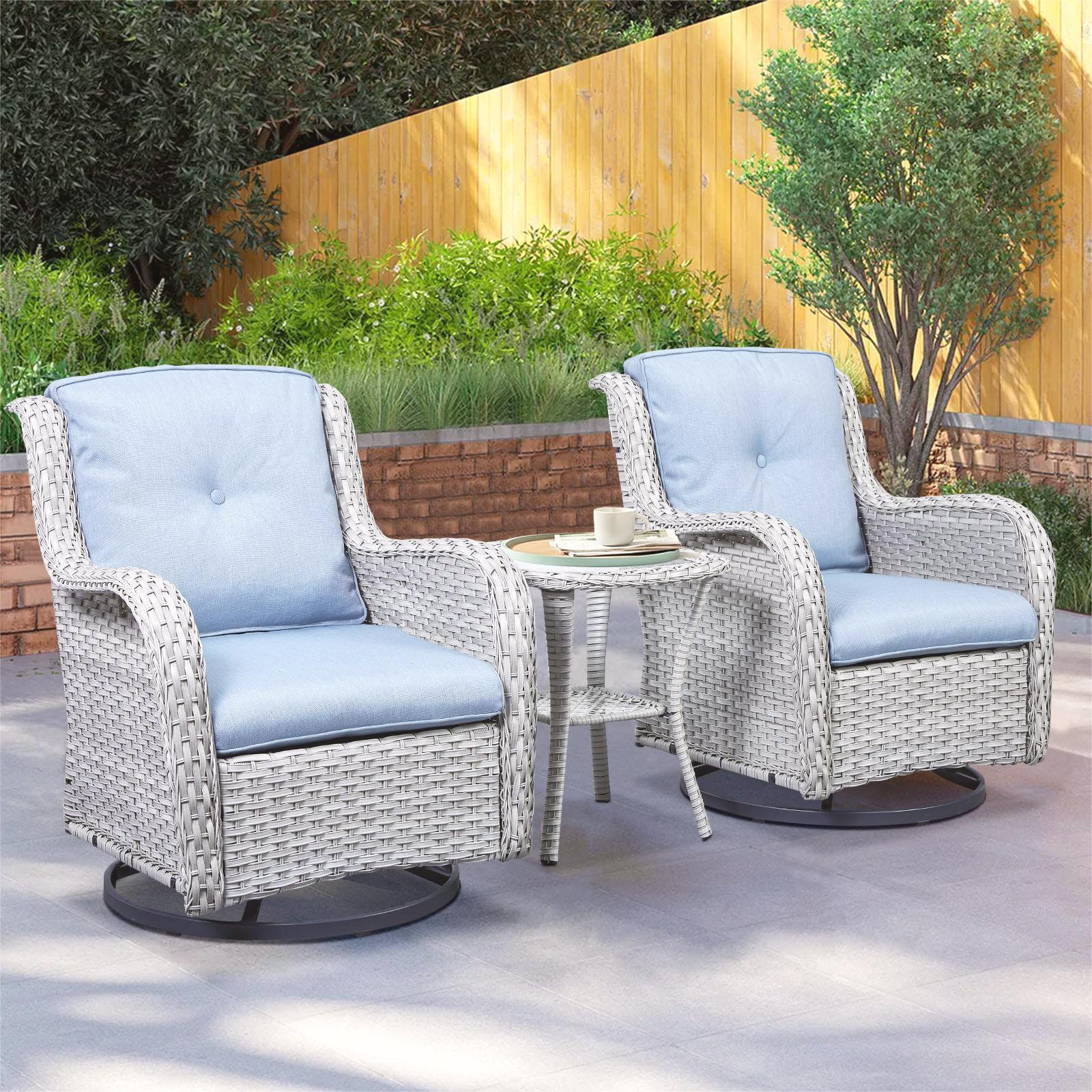 Lark Manor™ Afshin 3 Piece Rattan Seating Group with Cushions & Reviews | Wayfair