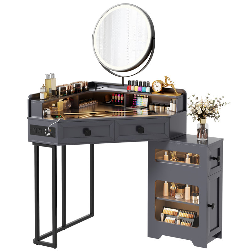 Coiffeuse de maquillage Machalik, Gris