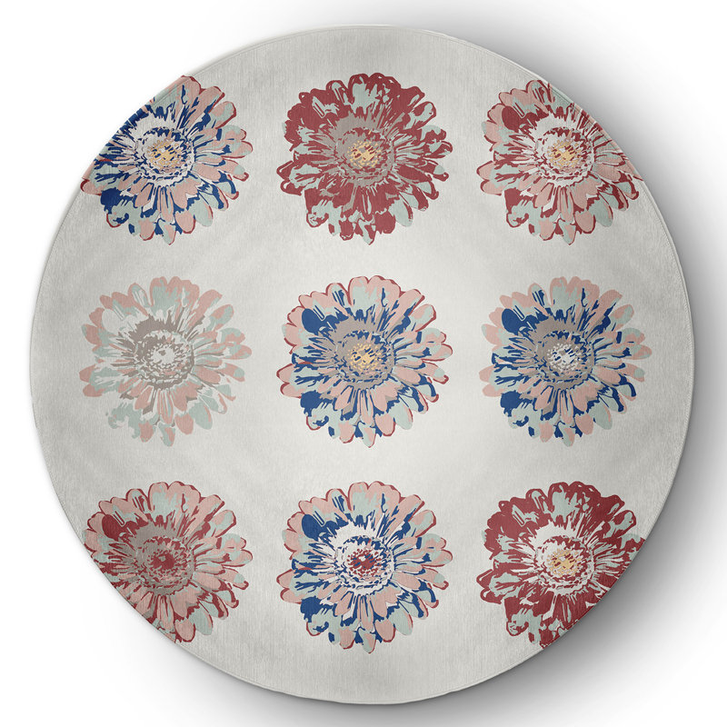 Chenille Floral Indoor Rug, Round 5'