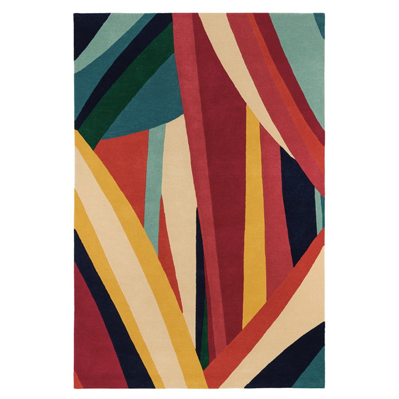 Ipanema Hand Tufted Wool Abstract Area Rug in Green/Red/Yellow, Rectangle 8'2" x 11'6"