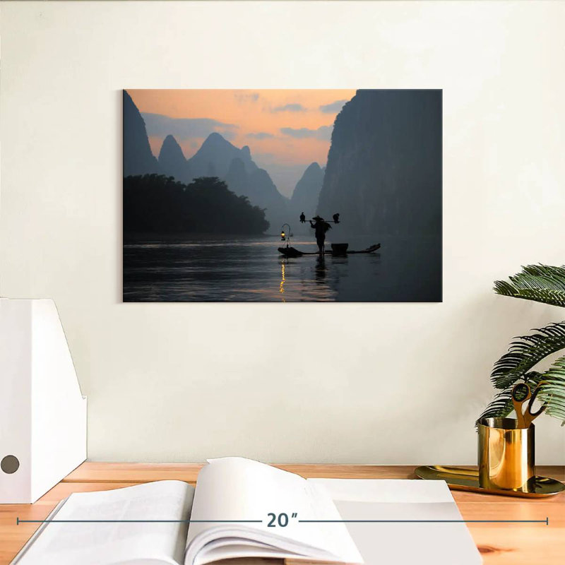 Senne Li River, pêche au crépuscule, H 8 po x l 12 po