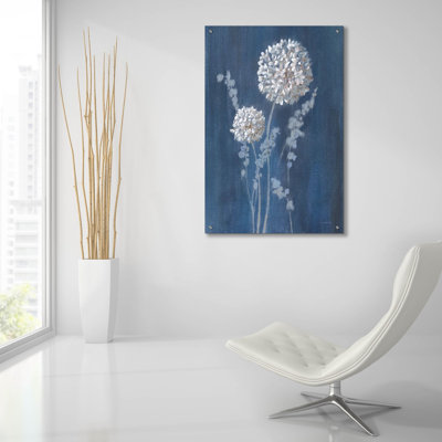 «Airy Blooms 1 Dark Blue» par Danhui Nai, art mural en verre acrylique