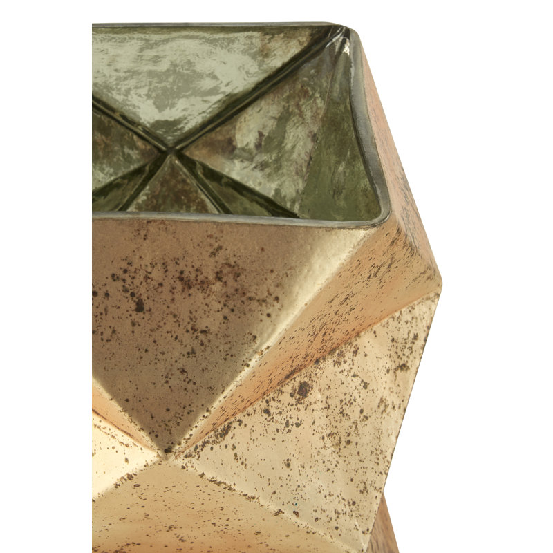 16cm Glass Tabletop Tealight Holder, 16cm H x 17cm W x 17cm D