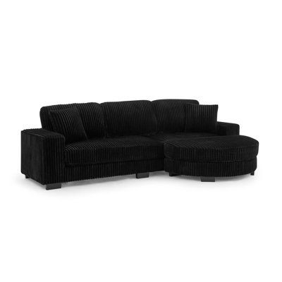 L-Shaped Modular Convertible Corduroy Sleeper Sectional Sofa