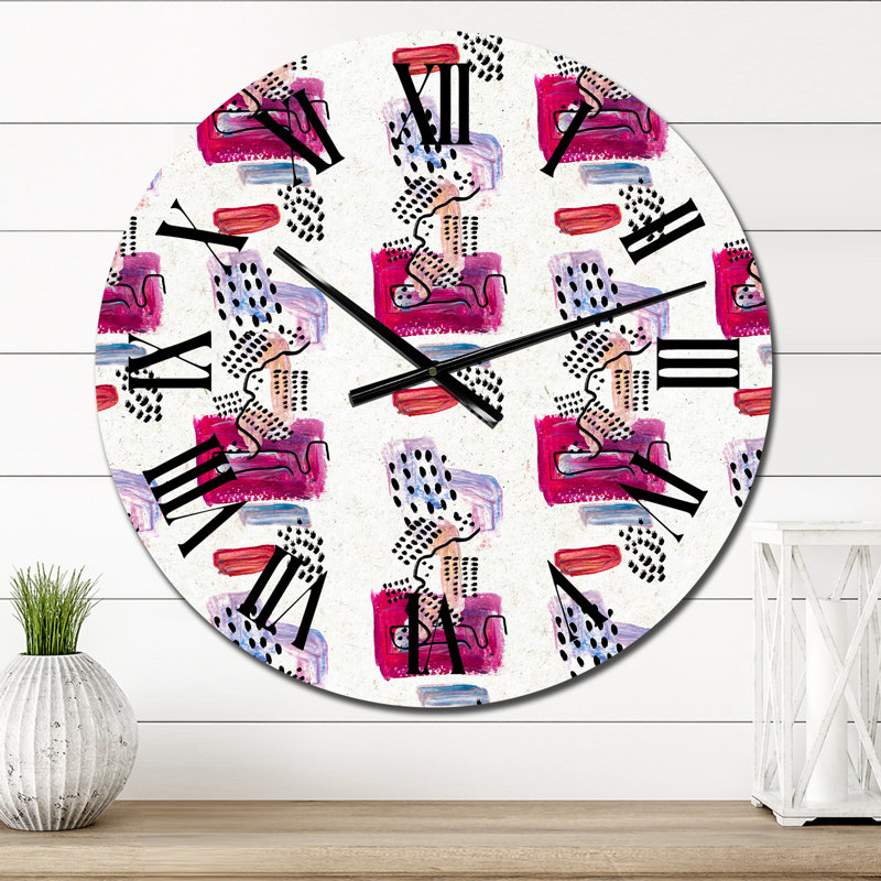 Horloge murale à motifs bleus et noirs rétro sur fond blanc, Moyen