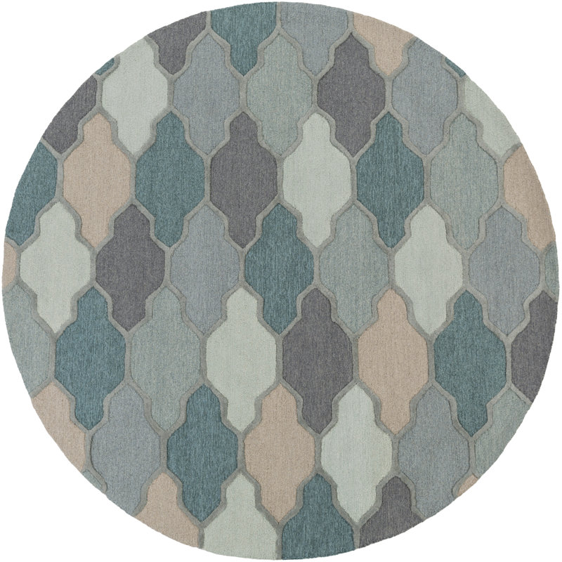 Tapis vert / gris / beige en laine touffeté et fabriqué à la main Paul, Rectangle 4 pi x 6 pi