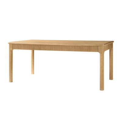 Waynesville Modern 72'' W Fluted Solid Wood Dining Table with Built-In Storage Drawers