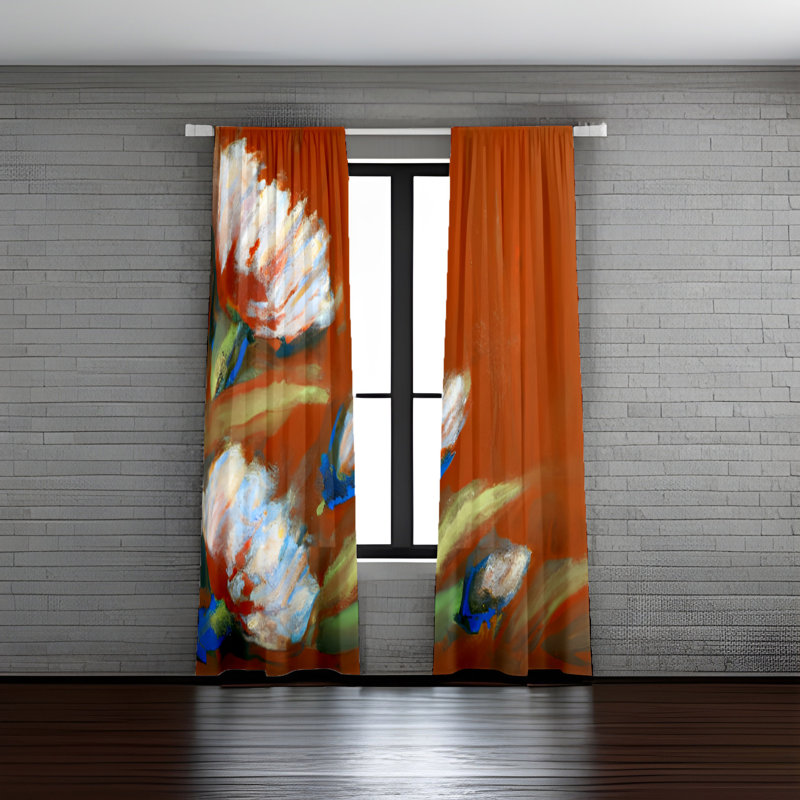Paire de rideaux semi-transparents en polyester Ameilya, L 40 po x L 52 po