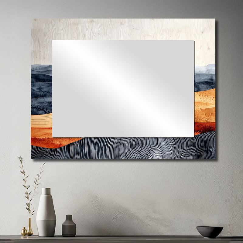 Sahara Landscape Amber River Colors I - Miroir du désert pour décoration murale - imprimé sur métal, 30 po x 40 po