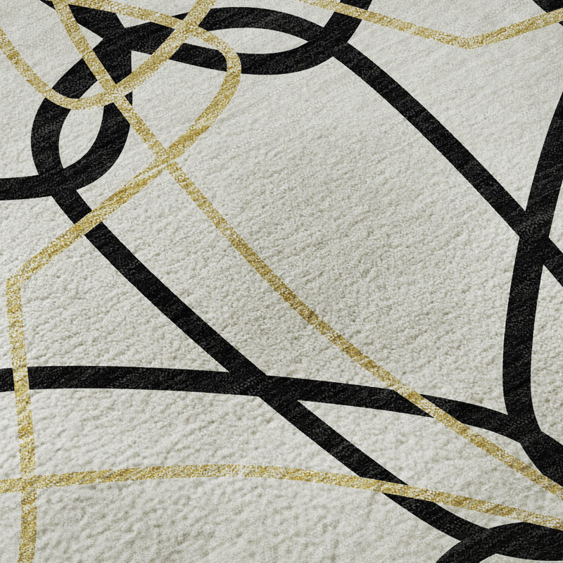Tapis blanc lavable à la machine de qualité supérieure Prisco, Rectangulaire 8 pi x 10 pi