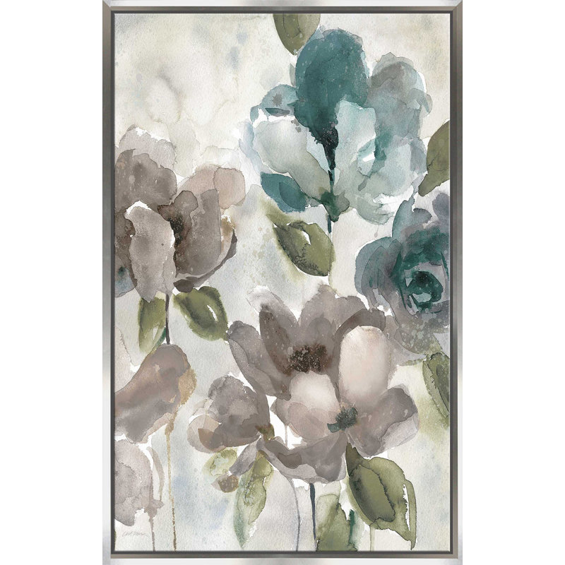 Topaz Garden II - Peinture, L 31,5 po x H 51,5 po, Encadrement argenté