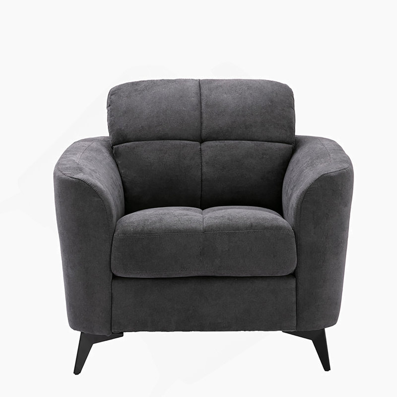 Chaise l 39 po en tissu gris, Gris