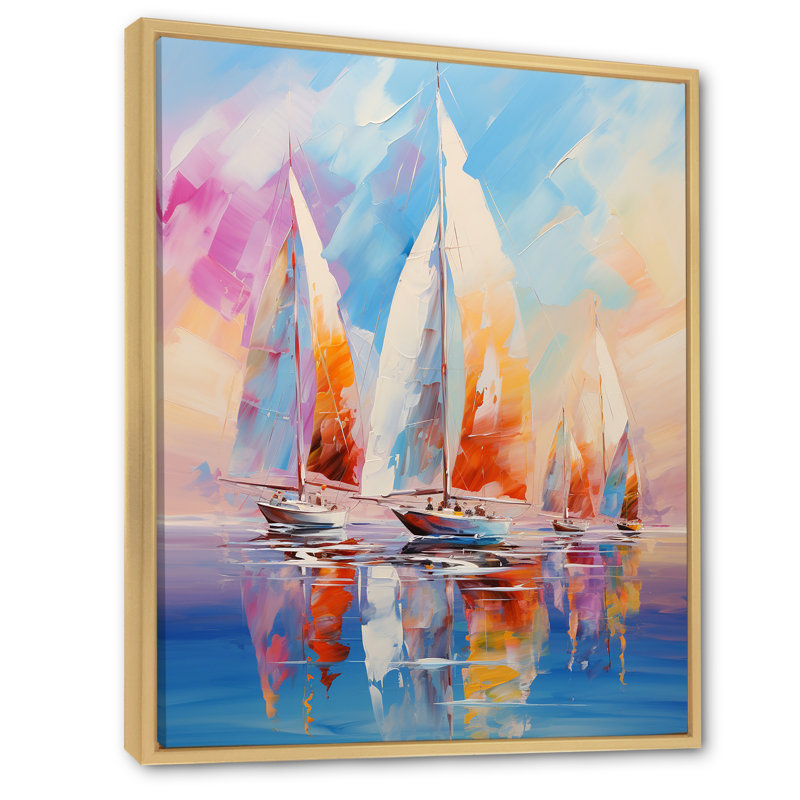 Voiliers abstraits, vents III - bateau à voile, impressions sur toile, Cadre flottant érable, H 40 po x l 30 po x P 1,5 po