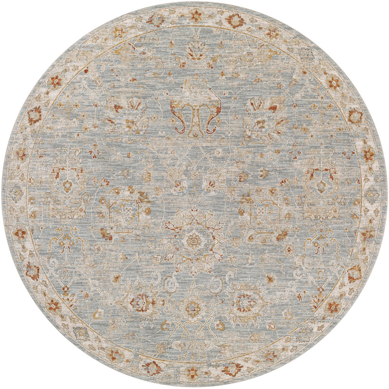 Tapis oriental beige clair / rouge brique / gris clair Finnlagh, Rond 5 pi