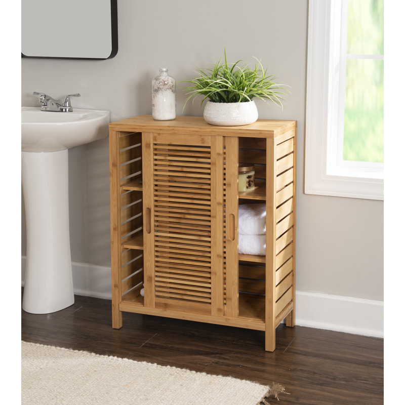 Ayden Solid Bamboo Wood Freestanding Bathroom Cabinet