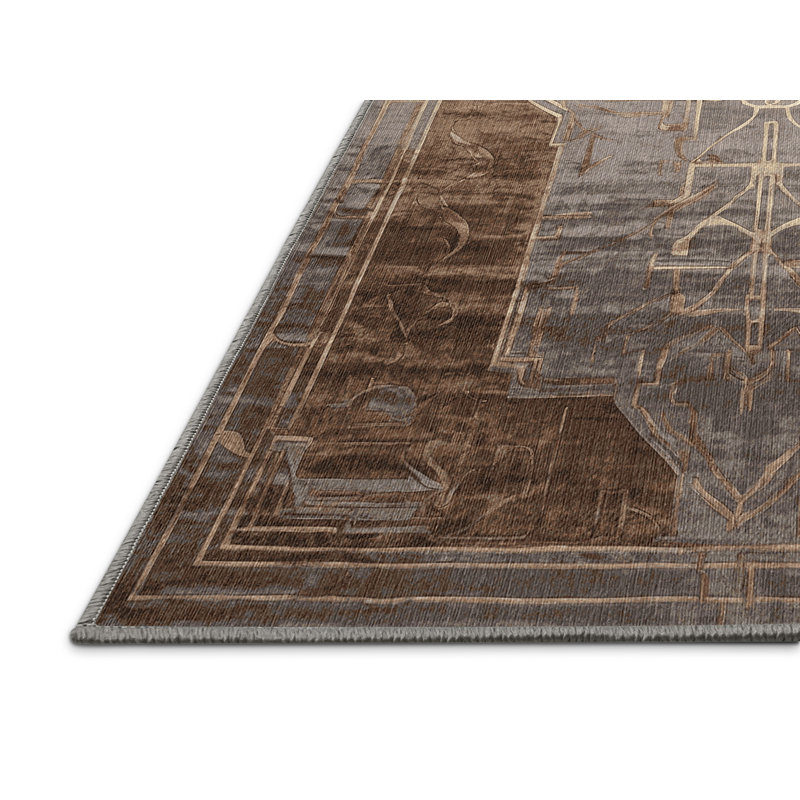 Machine Washable Gray Area Rug, Rectangle 3' x 5'