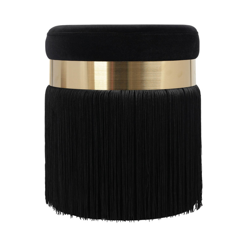 Velvet Ottoman, Black Velvet