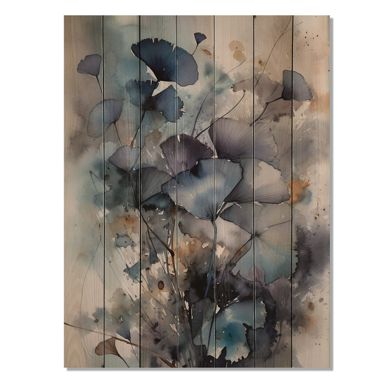 Erdemir, interprétation de bouquet de fleurs bleues sur bois, H 20 po x l 10 po x P 0,78 po