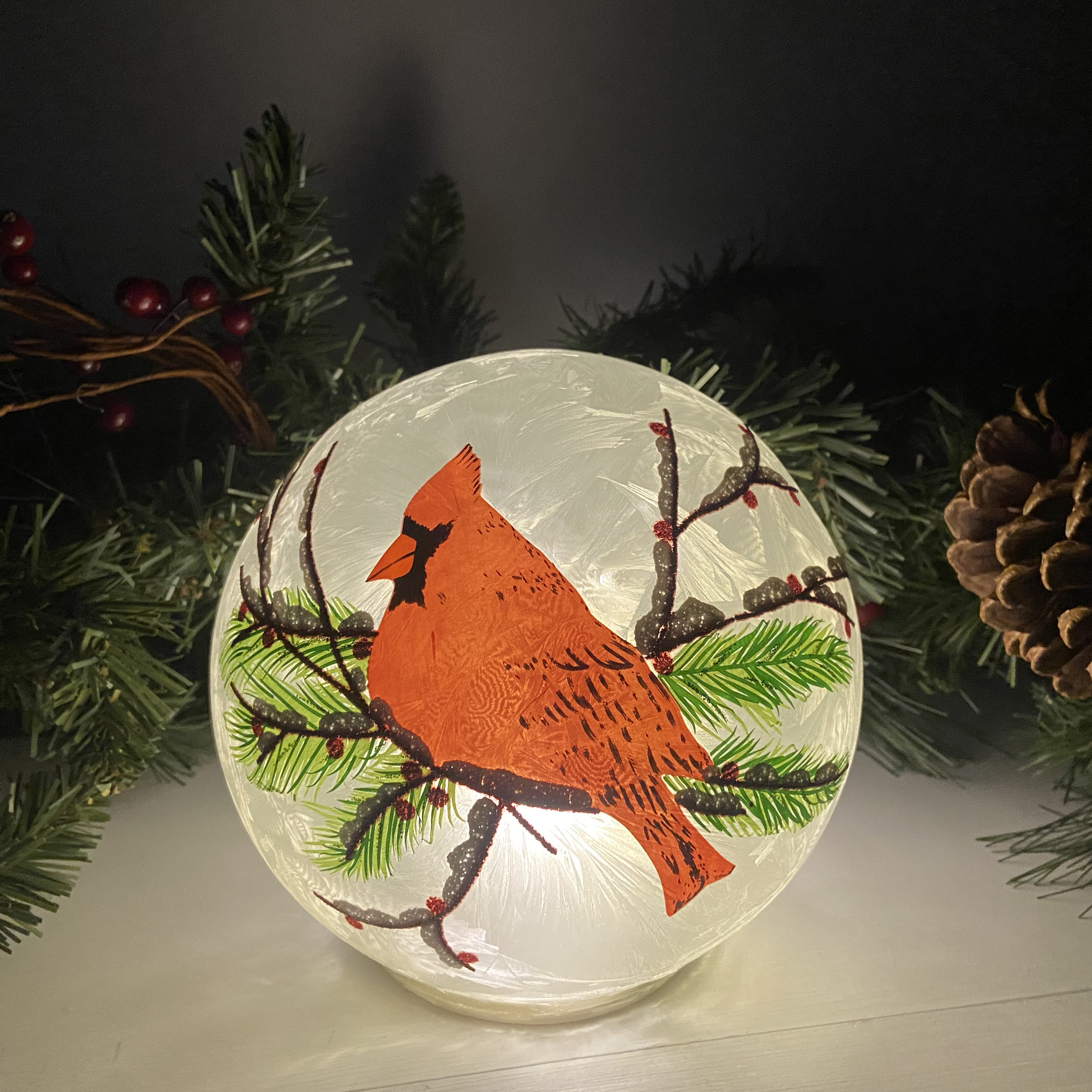 The Holiday Aisle® Hayslee Winter Cardinals Scene Embossed Indoor
