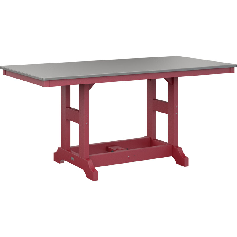 Table de salle à manger rectangulaire Berlin Garden, Acier inoxydable martelé, Rouge écarlate, H 30,87 po x l 66 po x P 33 po