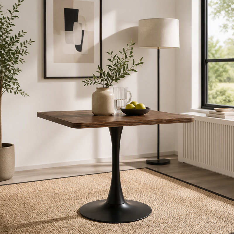 Table de salle à manger carrée Tulip, H 28,7 po x l 27,8 po, Noyer