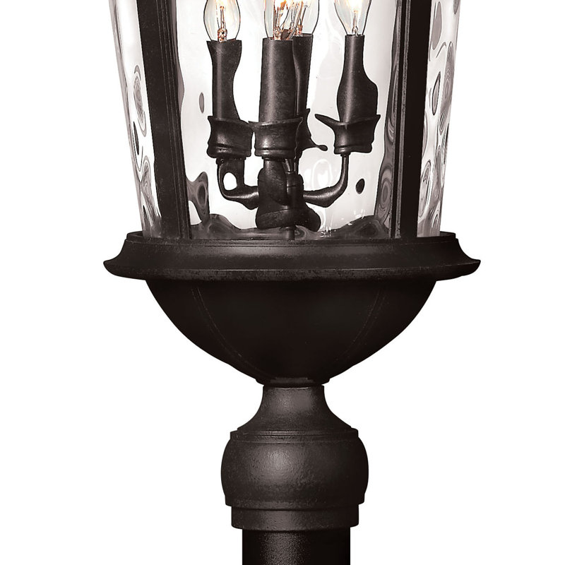 Windsor 30" Four-Light Candle Outdoor Post/Pier Mount Lantern, Black