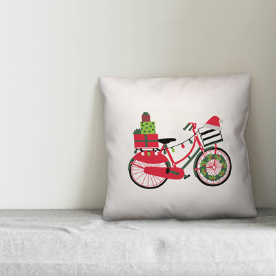  Christmas Bike Throw Pillow