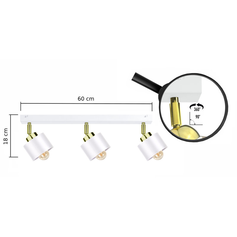 Jumanah Ceiling Spotlight, White/Gold, White