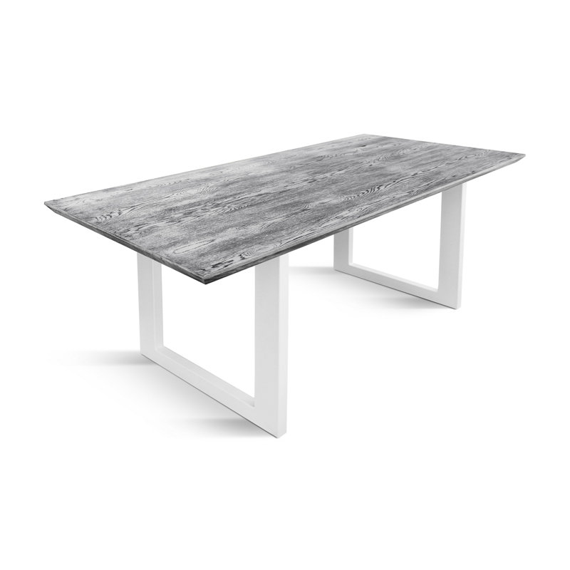 Oak Solid Wood Top Metal Base Dining Table