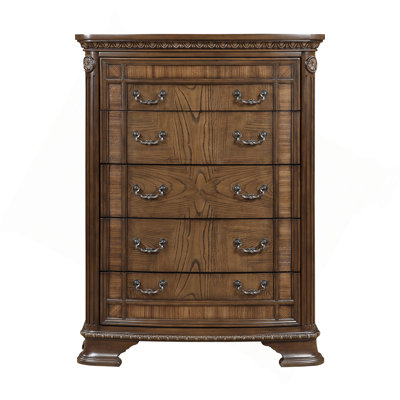 Elegant Design Traditional Storage Chest With 5X Drawers Wooden Formal Bedroom Furniture 1Pc