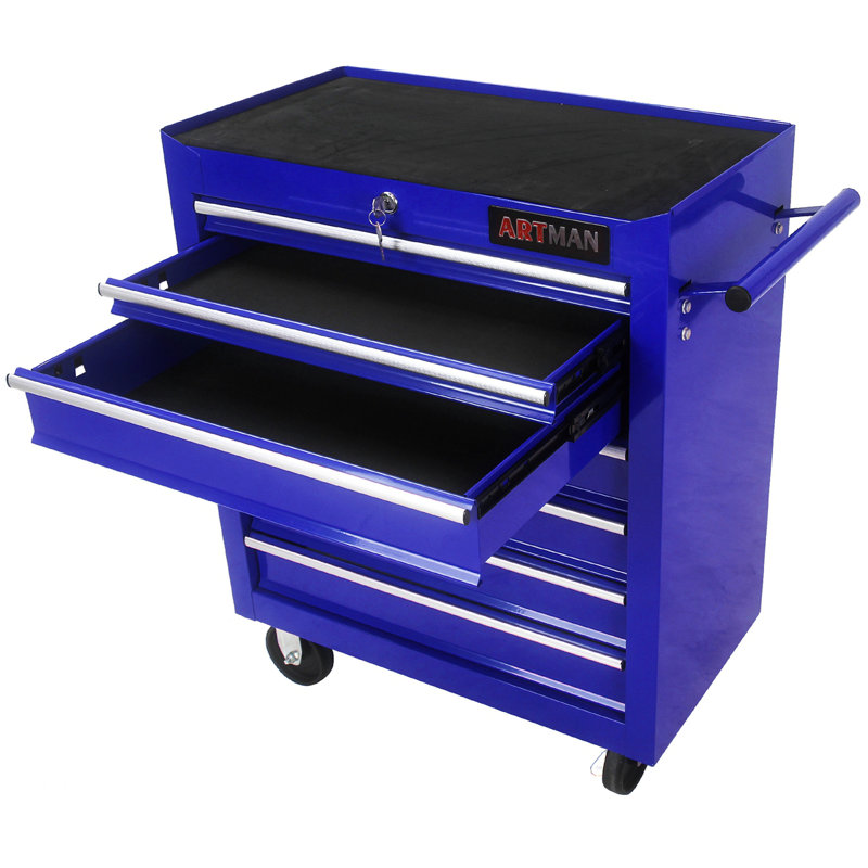 7 Drawers Multifunctional Tool Cart With Wheels, Blue