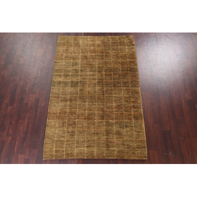 Tapis d'intérieur / extérieur à damier contemporain noué à la main 5 x 8 po