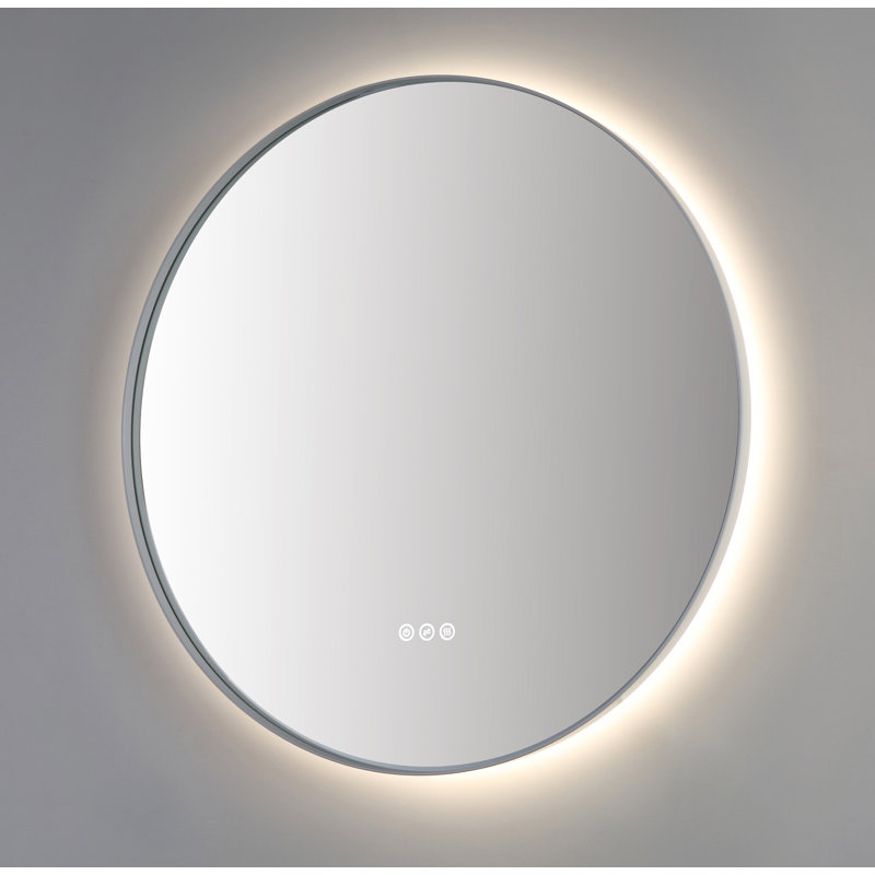 Shell LED Mirror, White, 29.52" x 29.52", Round